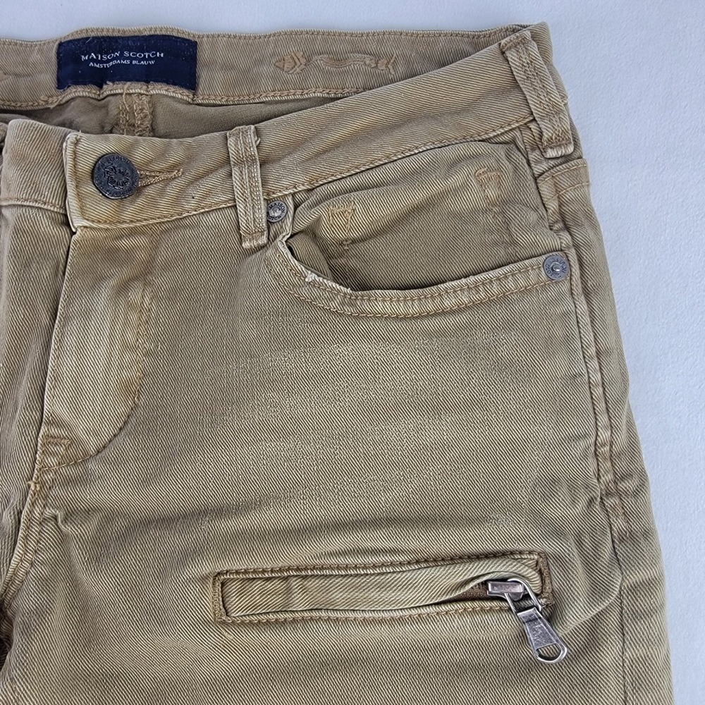 Maison Scotch Amsterdams Blauw La Parisienne Skinny Pants Tan Khaki 27x30 Mens